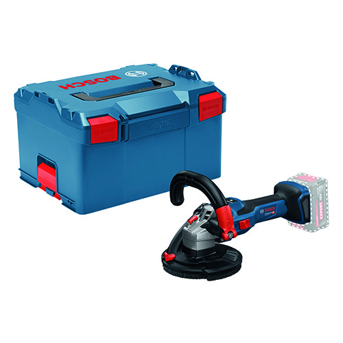 Akku-Betonschleifer Bosch GBR 18V-15 S Ø125 / 2.6 Kg [ohne Akku] / Haube vorne zum Öffnen für Randschliff / Koffer + Topfscheibe
