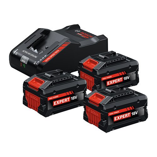 [9000.018.8] Bosch Akku Starter-SET 3x Akku EXPERT + Schnellladegerät [bei 15Ah nur 2 Akkus im SET] (18V/8.0Ah)