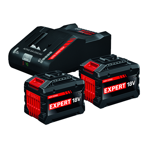 [9000.018.9] Bosch Akku Starter-SET 3x Akku EXPERT + Schnellladegerät [bei 15Ah nur 2 Akkus im SET] (18V/15.0Ah)